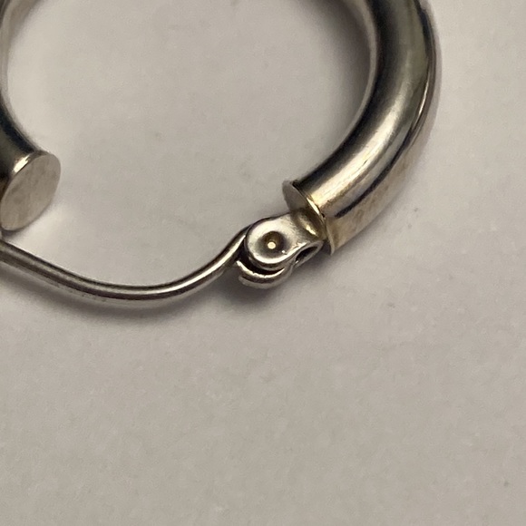 Small Simple Classic Silver Tone Hoop Earrings - Picture 13 of 13